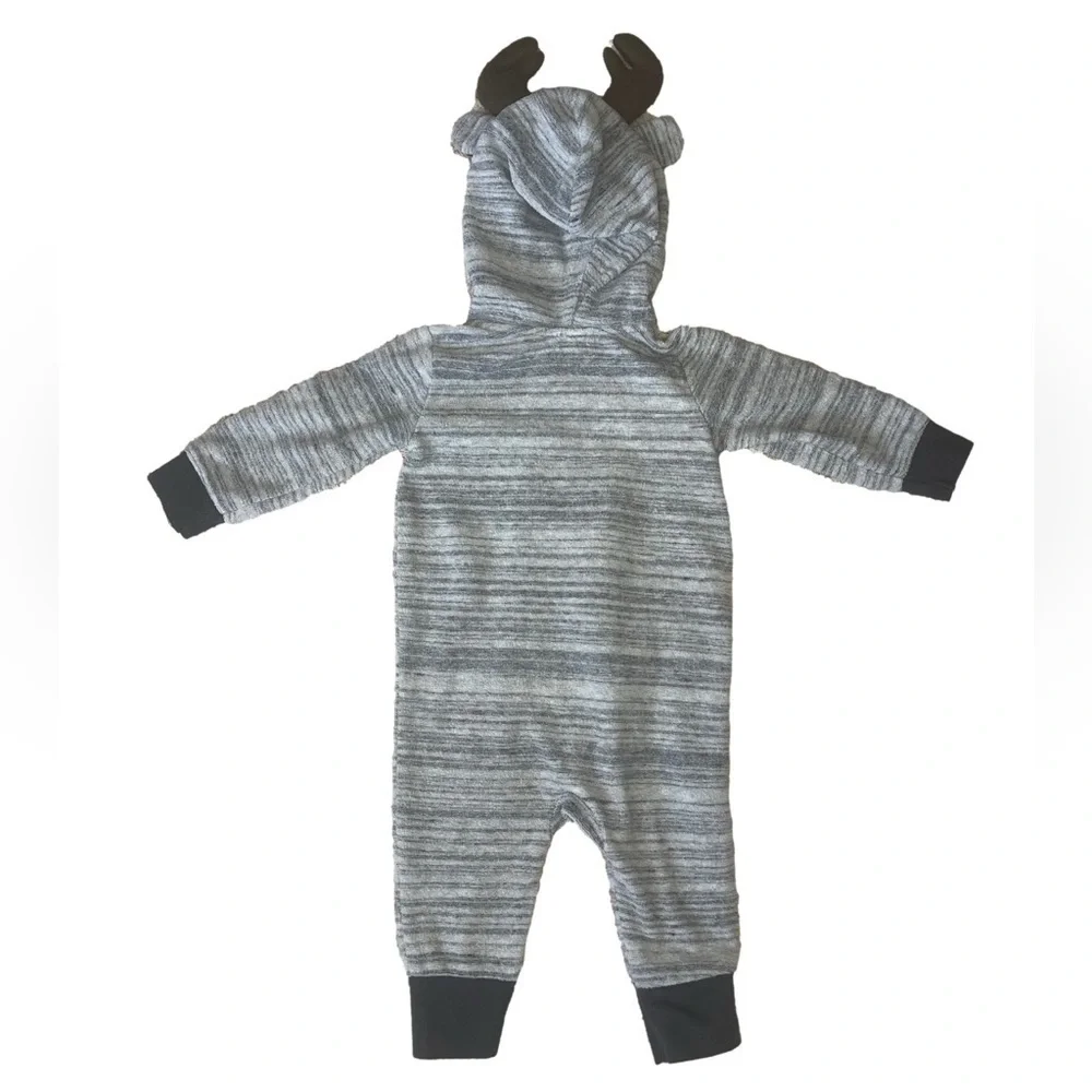 🟢 3/$15 Cat & Jack Reindeer Red Plaid Onesie Baby 3-6 months
